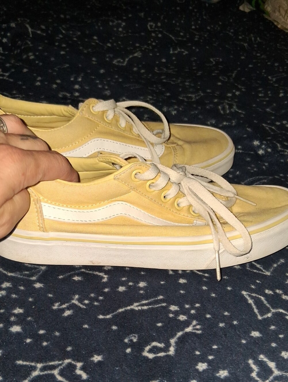 Vans Yellow Low-Top Canvas Sneakers with White Stripe